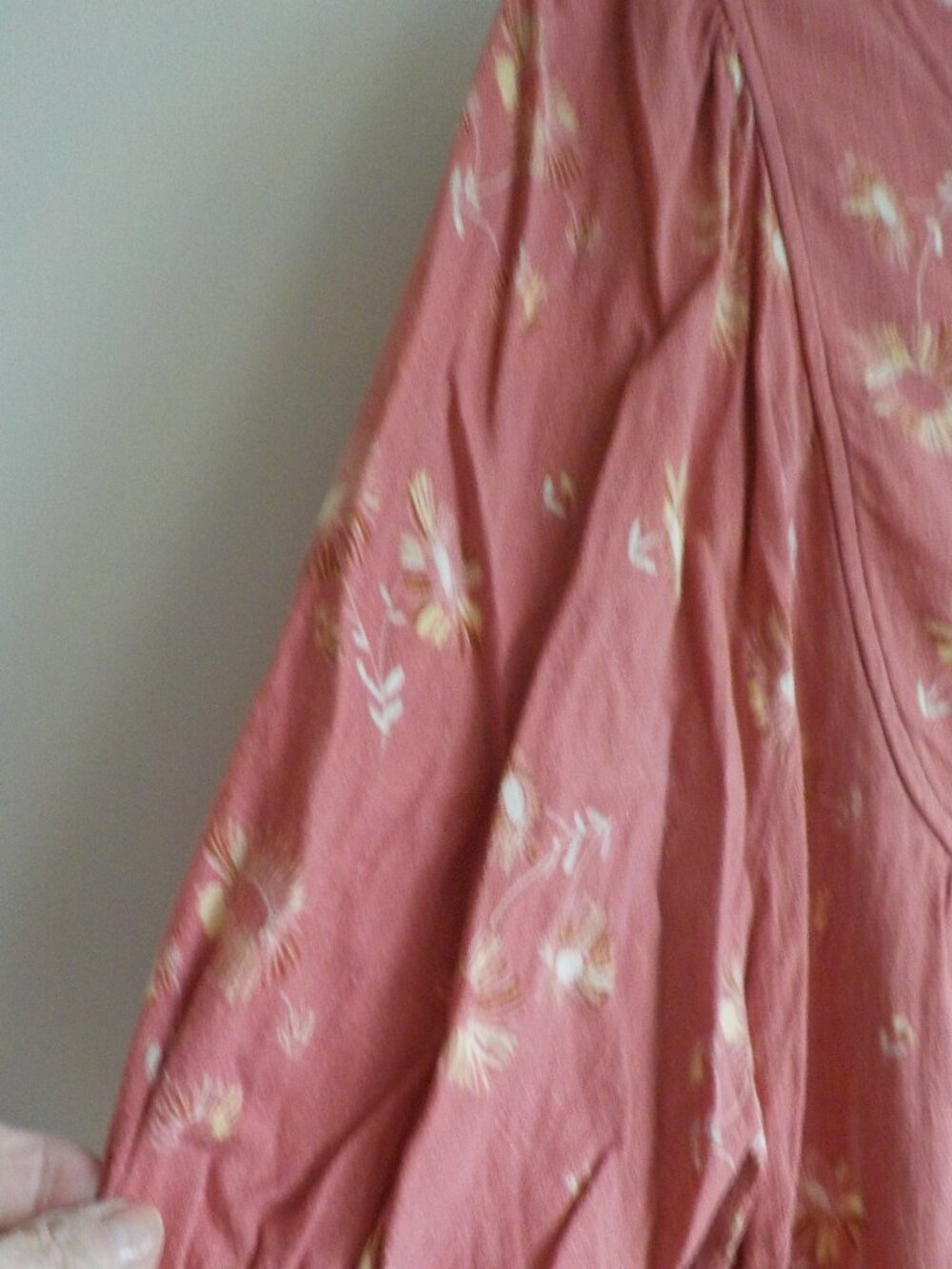 Wonderly Blouse - Small - Pink Floral Boho LINEN COTTON Puff Sleeves (2454) - Picture 2 of 7
